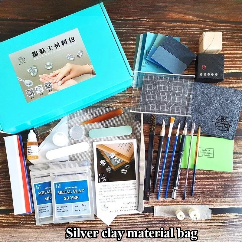 999 Pure Silver Clay Jewelry Making Material Bag DIY Creative Modeling Couple Rings/necklace Pendant Complete Set of Materials
