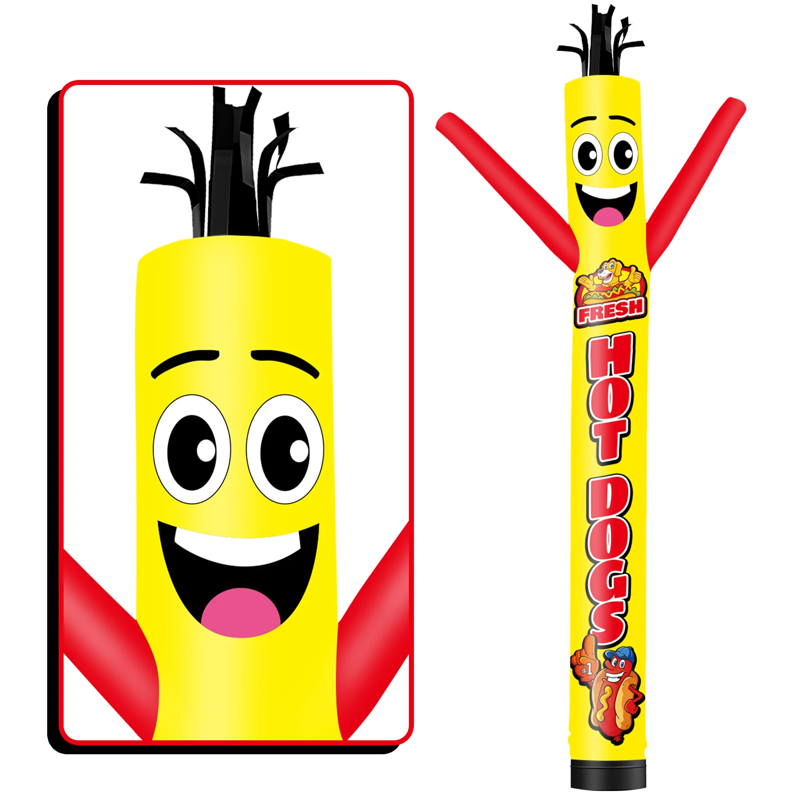 6/10/15/20FT Tall Inflatable Hot Dogs Dancing Guy for Outdoor Decoration Advertising(Blower Not Included)