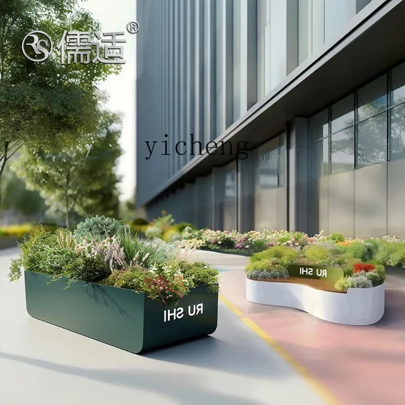 B2 outdoor flower box seat combination commercial street special-shaped outer pendulum flower groove partition courtyard flower
