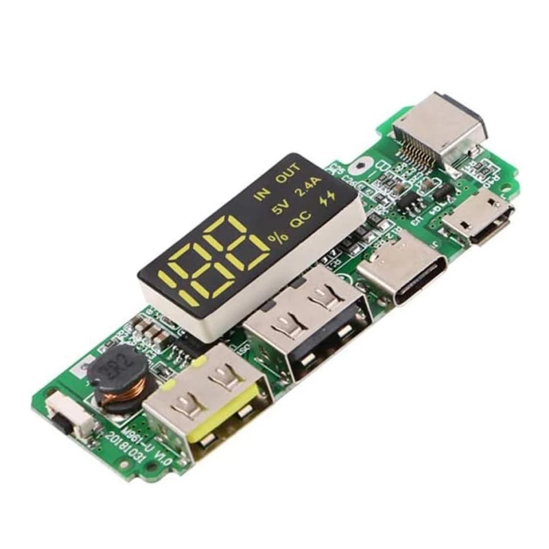 1Pcs Dual USB 5V 2.4A 18650 Lithium Battery Charging Module MiniType-C Power Bank DIY with LED Display Overcharge Protection