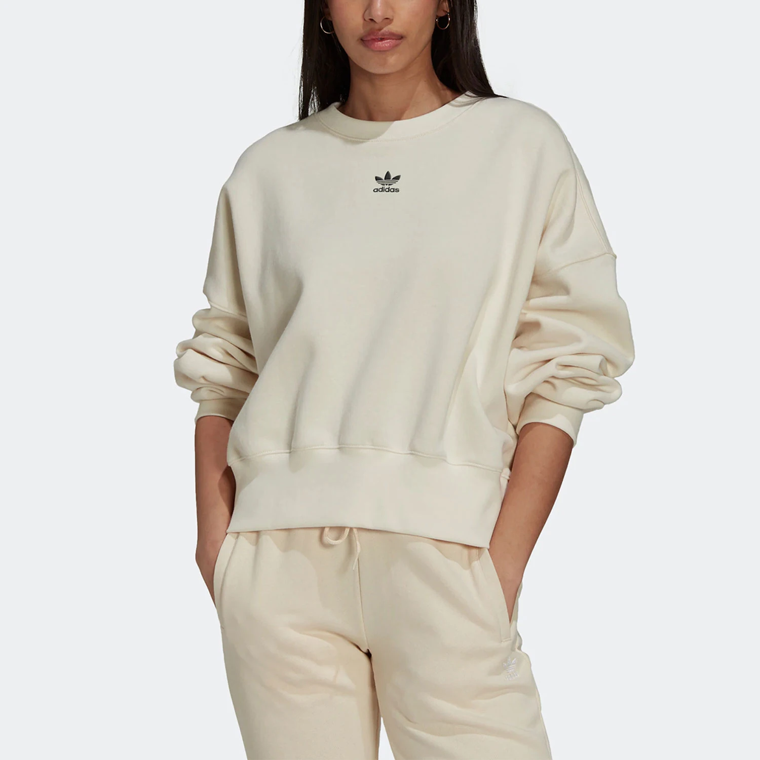 

Оригинальная женская спортивная толстовка Adidas с круглым вырезом и логотипом H40022