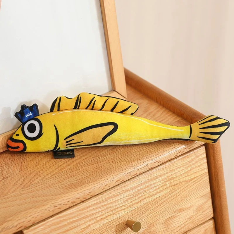 30CMの可愛い長い黄色いクローカーぬいぐるみ、柔らかい大きな目、脚が魚の形をした人形、子供への誕生日やクリスマスプレゼント