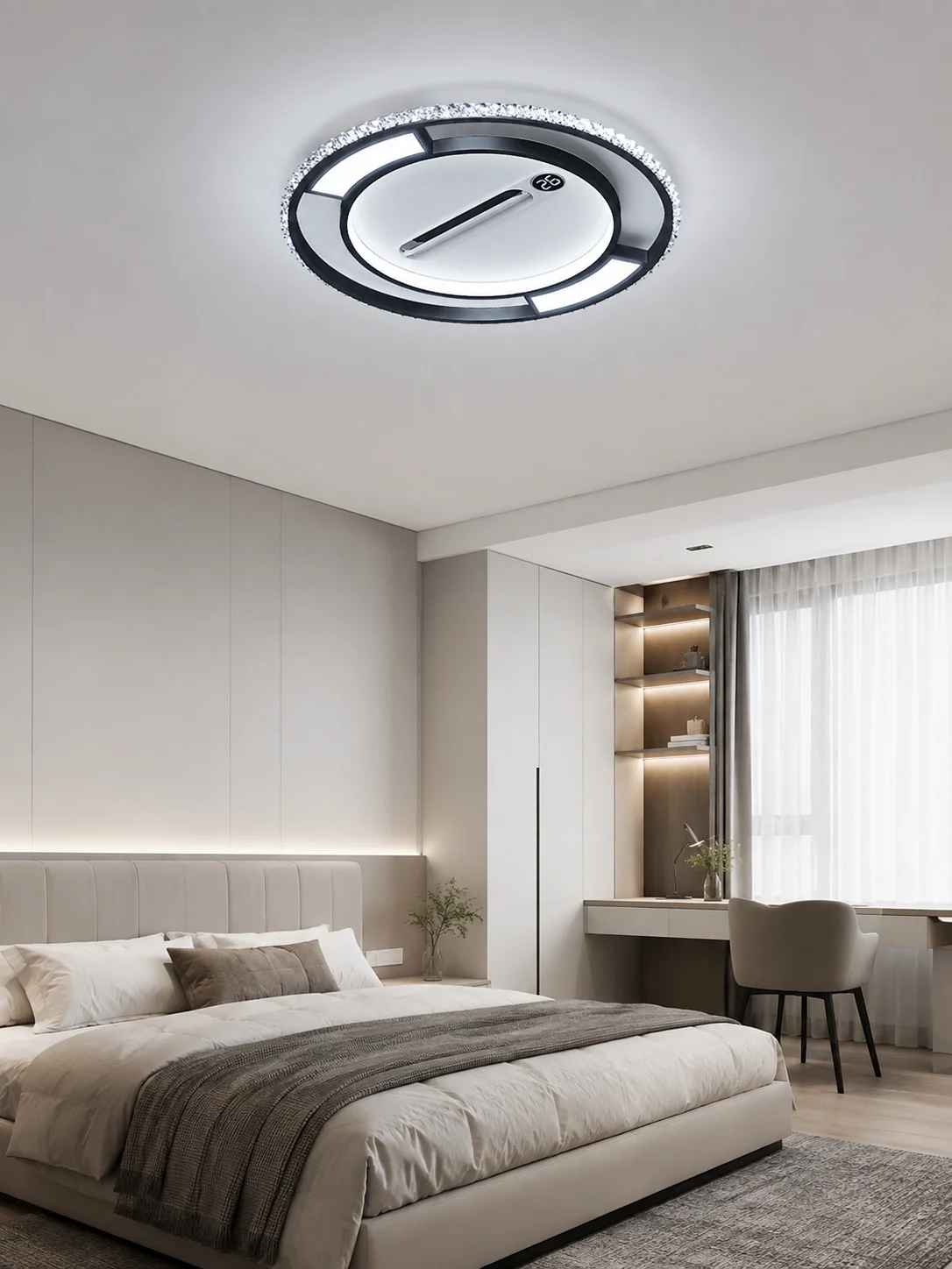 2026 Smart Bladeless Ceiling Fan Light LED Ceiling Lamp Modern Flush Mount Light Remote Control 3 Color Temp Wind Speed