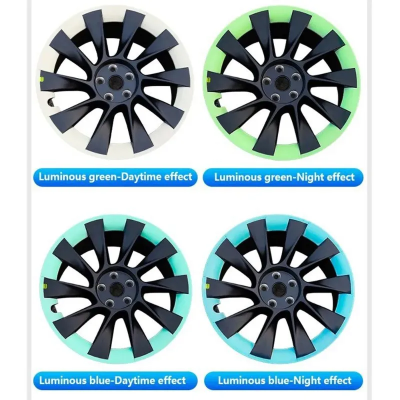 Car ABS Wheel Protector 20 Inches Hub Caps Patch Luminous Wheel Cover For Tesla Model Y 2023 2024 Automobile External Parts