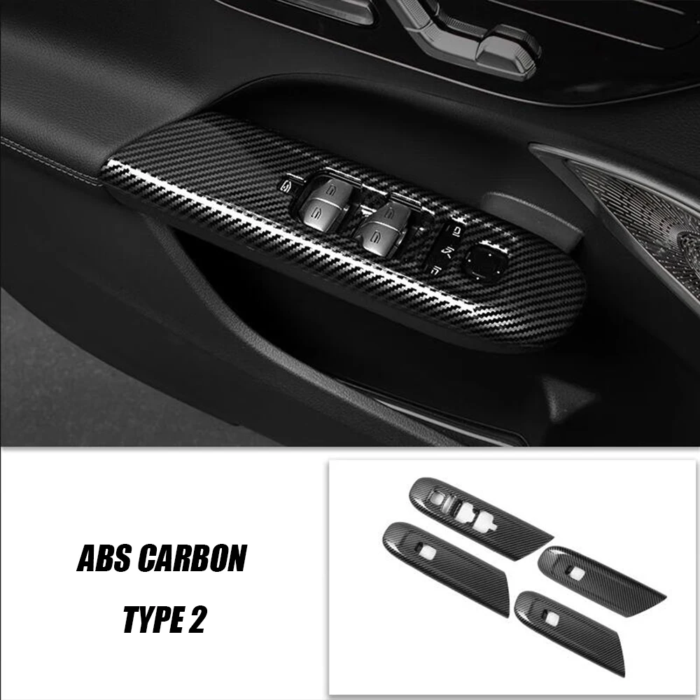 For Mercedes Benz C Class W206 C200 C220 C260 C300 2022 ABS carbon Car Door Window glass Lift Control Switch Panel Cover trim