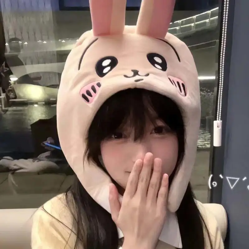 Chiikawa Usagi Kawaii هدية Hachiware لطيف قبعة جديدة عقال متعة حفلة في الهواء الطلق التصوير تأثيري القط صور الدعائم الشتاء قبعة تدفئة #2