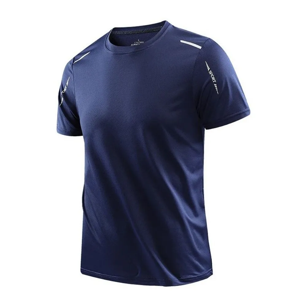 Outdoor Running Sports Men's T-shirt Fashion Quick Dry Breathable Short Sleeve Tops Casual O-neck Solid Color Tee Loose Clothing