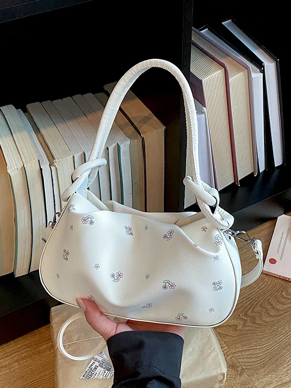 Korean Sweet Floral Cloud Pattern Ladies Handbag Fashionable Versatile Shoulder Crossbody Bag High Quality Casual Simplicity
