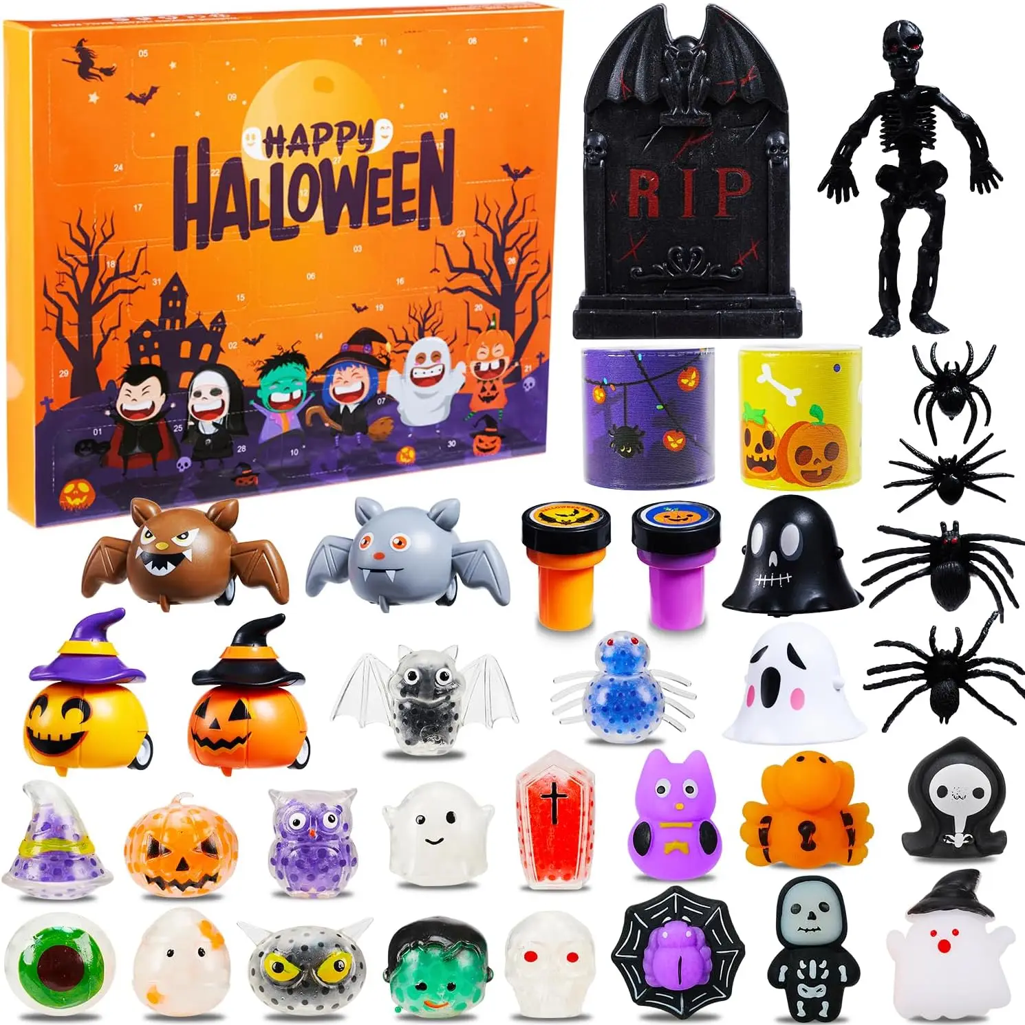 Halloween Advent Calendar Halloween Countdown Gifts for Kids 24 Day Non Candy Countdown Calendar for Boy Girls Surprise Gifts