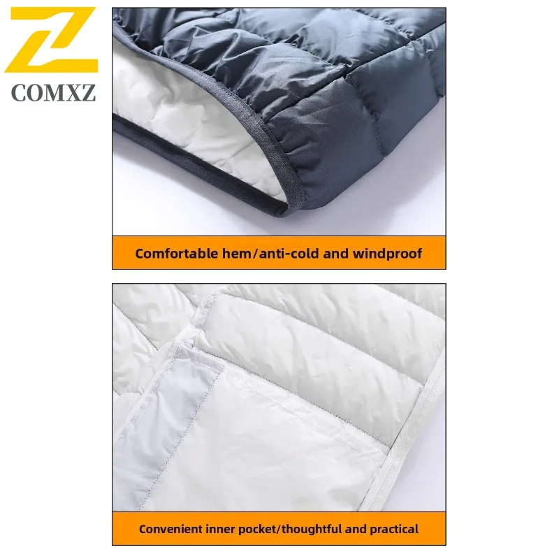 COMXZ Premium hommes doudoune cravate colorant conception aventure en plein air léger chaud Parka à capuche voyage coupe-vent hiver vers le bas manteau