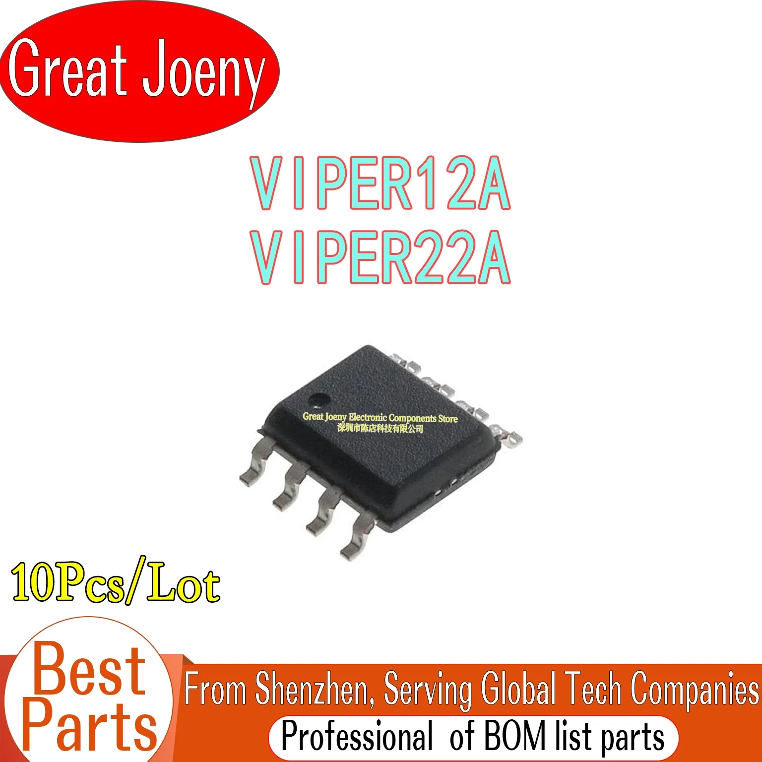 

(10piece) VIPER22A VIPER22AS VIPER22ASTR VIPER22ASTR-E VIPER12A VIPER12AS VIPER12ASTR VIPER12ASTR-E sop8 Chipset Bulk Best Price