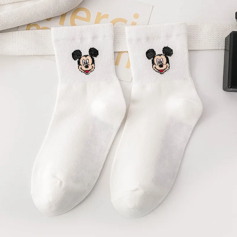 Disney Anime Cotton Socks Cute Mickey Mouse Donald Duck Piglet Stitch Cartoon Socks Comfortable Kawaii Print Socks Gift