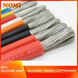 Filo di silicone morbido 1M/5M Cavo resistente al calore 30 28 26 24 22 20 18 16 15 14 13 12 10 AWG Rame flessibile ad altissima temperatura