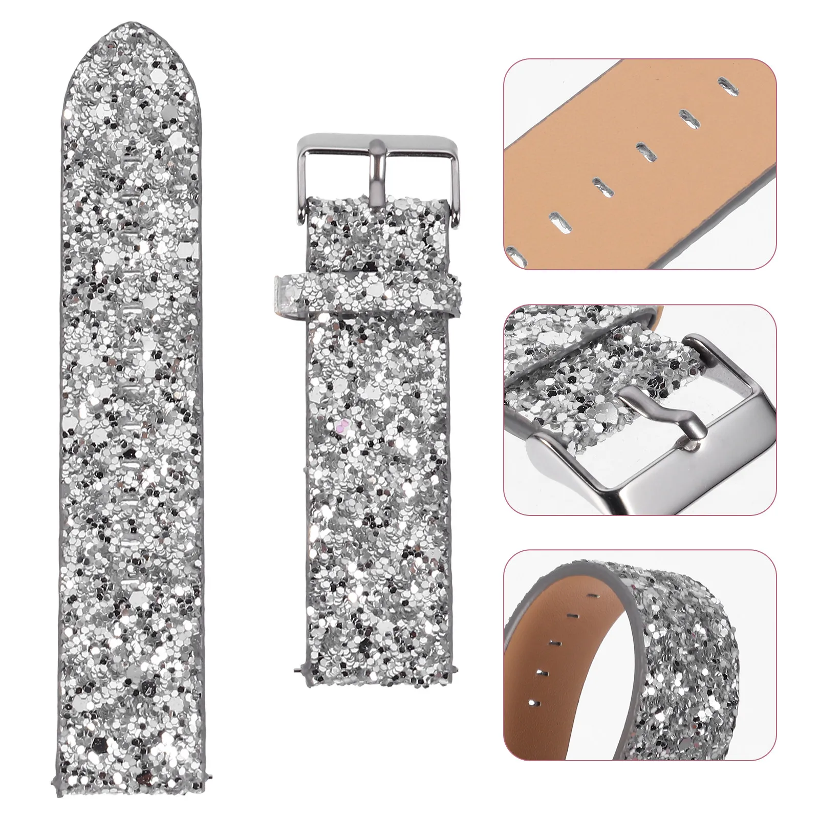 

1 шт. элегантный сменный ремешок для часов с блестящей отделкой, надежно фиксирующийся, для моделей 3, 4, 5, современный дизайн