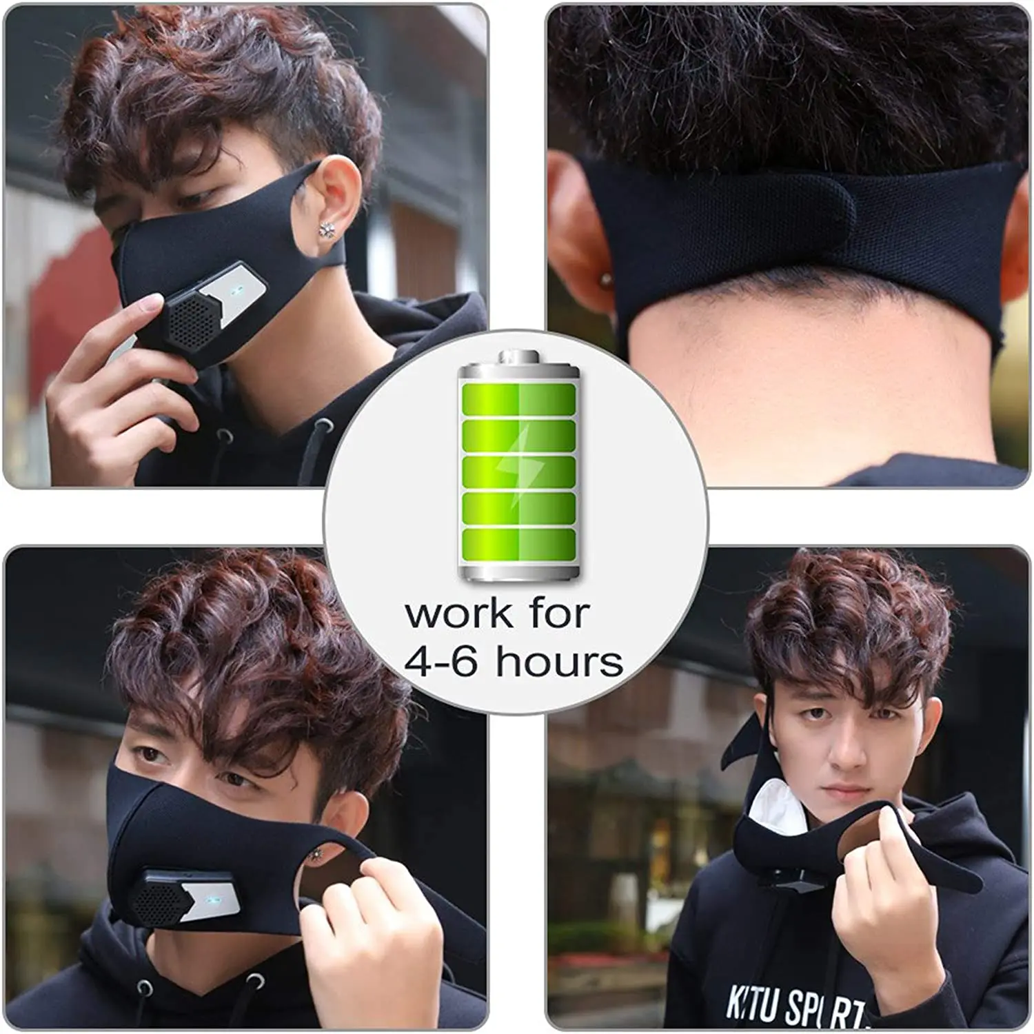 الشخصية الذكية الكهربائية الهواء قناع الوجه مروحة لإمدادات الهواء ، 650MAh تستخدم لركوب الدراجات ، الجري ، إزالة الأعشاب الضارة ، الرياضة في الهواء الطلق