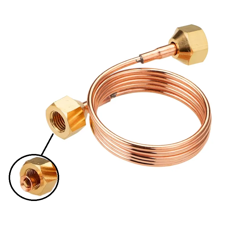 High Pressure Copper Capillary Tube with Nut and Thimble 1m/1.5m Smooth Surface for Refrigerators and Air Conditioners