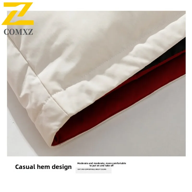 COMXZ Men Casual Color Block  Fleece Jacket Stand Collar 2025 American Style New Thick Warm Cotton-Padded Winter Cold-proof Coat