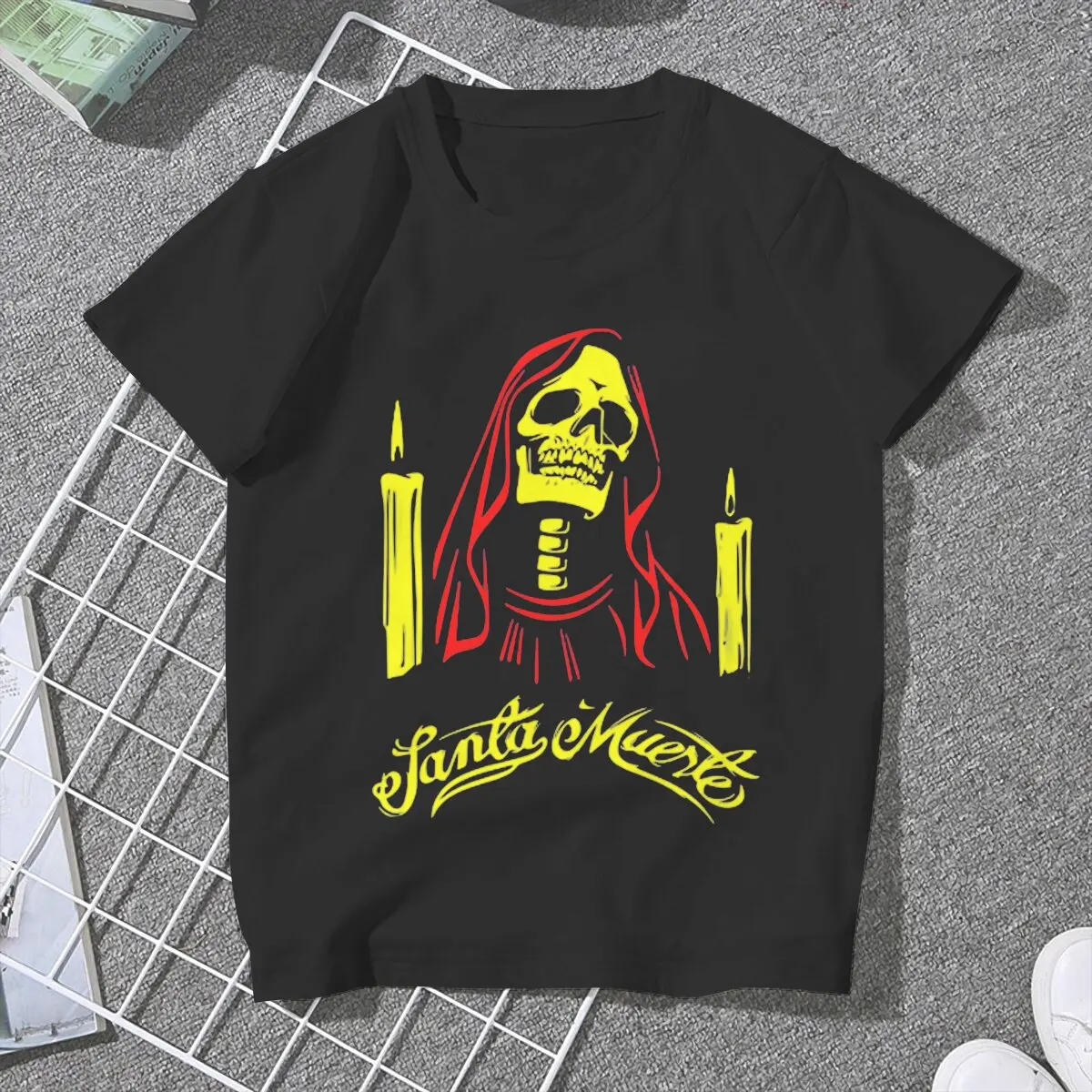 Death Classic Women Clothes Mexican Skull Santa Muerte T-shirt Goth Vintage Female Top