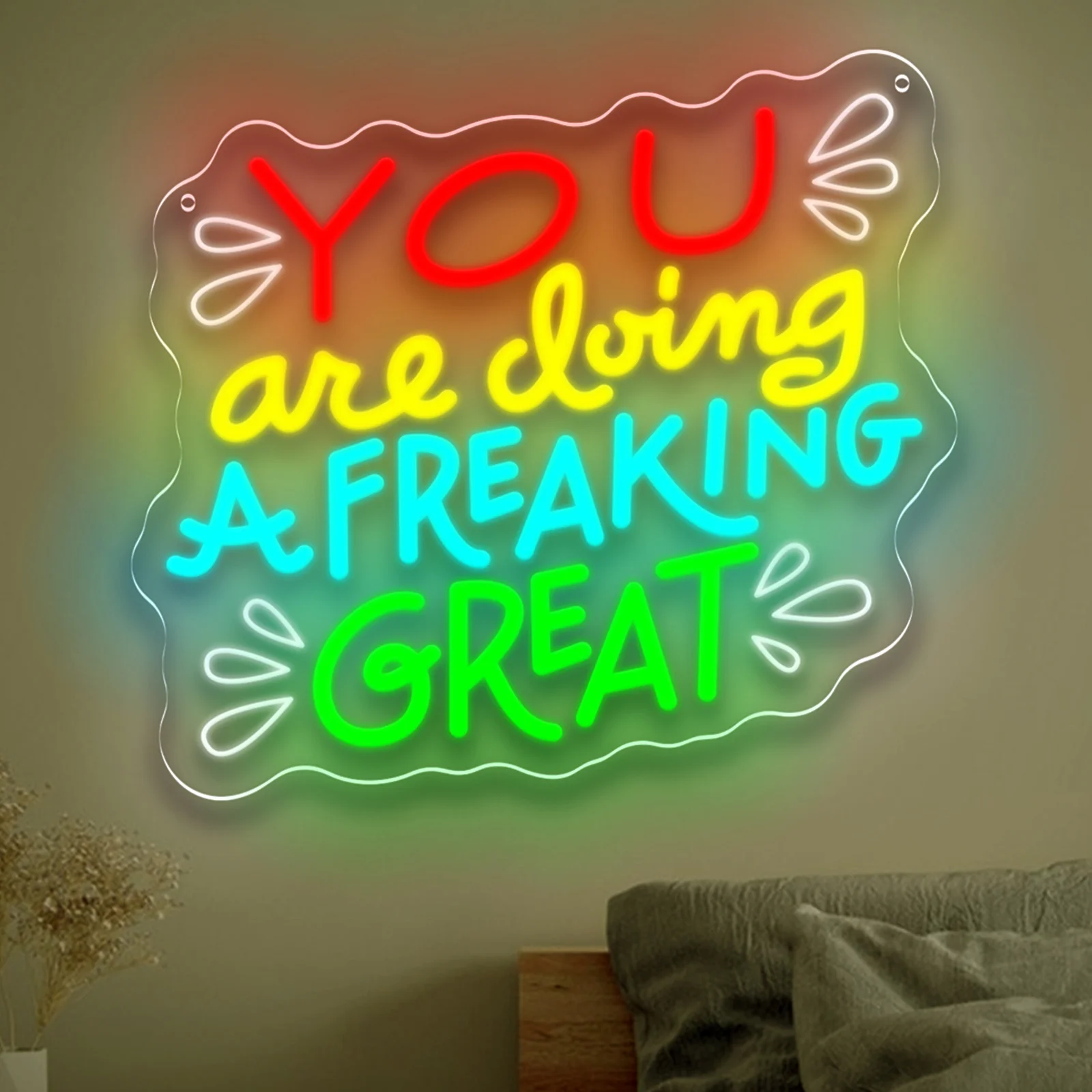 You Are Doing A Freaking Great Neon Sign LED Wall Art USB Powered Acrylic Motivational Quote Office Bedroom Studio Therapy Vibe