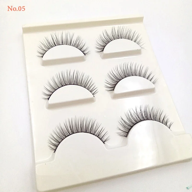 3 pares de pestañas postizas 3D para mujer, herramientas de maquillaje de ojos con barra Natural suave, pestañas gruesas de estilo cruzado, pestañas de tira completa