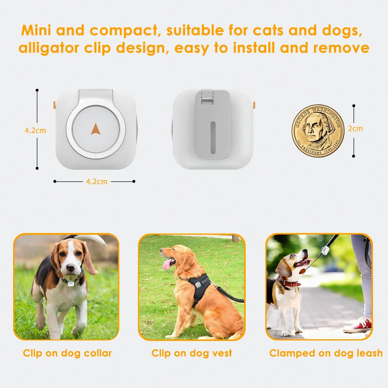 C08 NEW Pet 4G GPS Positioning Waterproof Fashion Collar Clip for Cats Dogs Anti-lost Device SIM Card