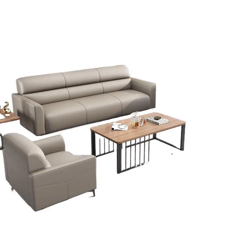 

Modern simple reception three-person small apartment office business cat scratching leather coffee table