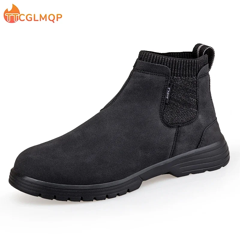 New Men\'s Boots Leather Waterproof Men Chelsea Boots Brand Designer Italy Dress Boots Fashion Men Business Ankle Boot Big Size