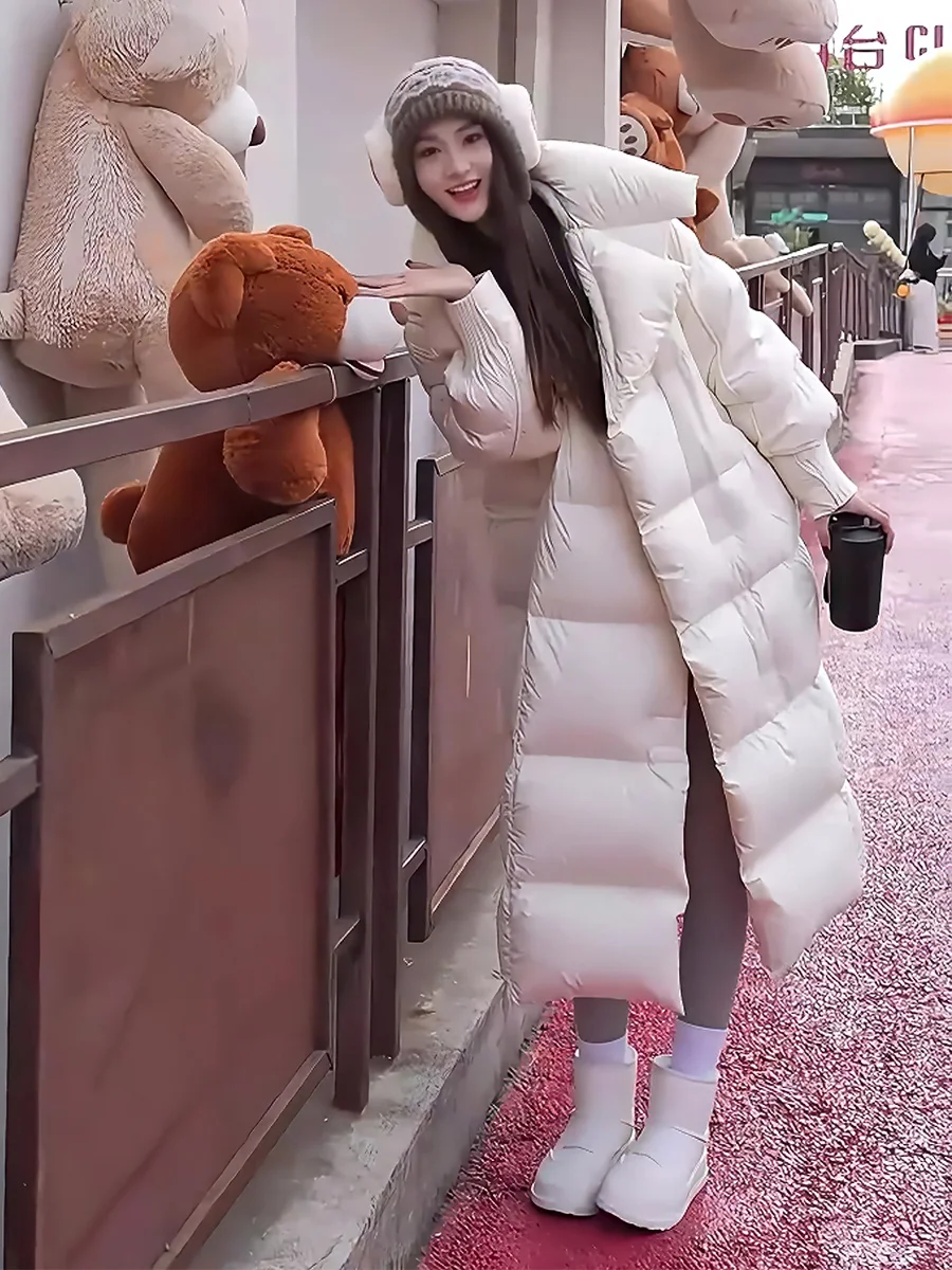 Thiened cálido largo blanco Du down Jaet invierno nueva Faion abrigo por encima de la rodilla mujeres de moda cuello grande viaje Sle prendas de vestir exteriores