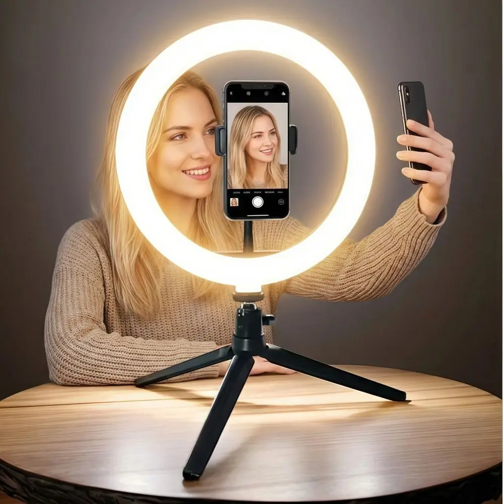 26CM 10" LED Shooting Light Ring Dimmable with Tripod Stand Phone Fill Light Durable Portable Photography Lights For Selfies