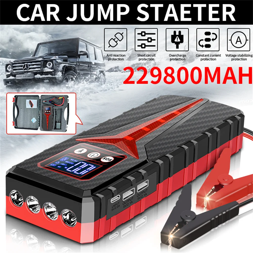 Car Jump Starter 8000A Battery Charger 2298000mAh Emergency Power Bank Booster for 12V Gasoline and Diesel Vehicles