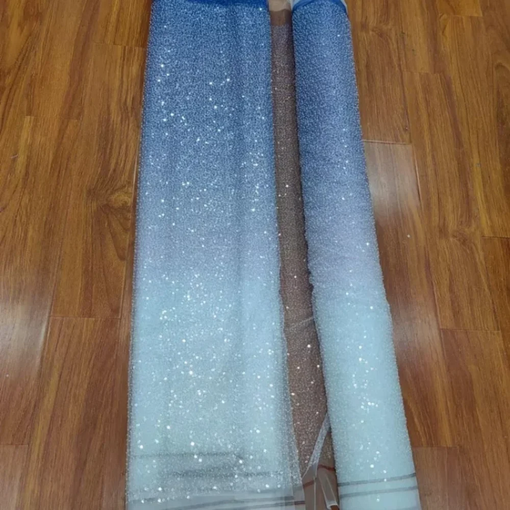 

Gradient Sequin Embroidered Mesh Fabric for DIY Sewing Handmade Wedding Dress Performance Costume Clothing Fashion Cloth