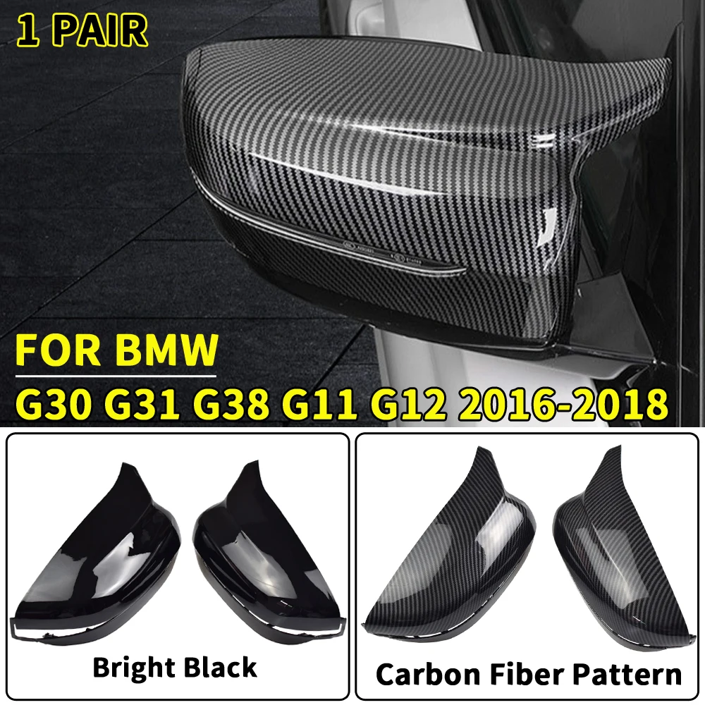 Side Rearview Wing Mirror Cover Caps For BMW 4 5 7 Series G30 G31 G38 G11 G12 2016 2017 2018 LHD Gloss Black Car Styling