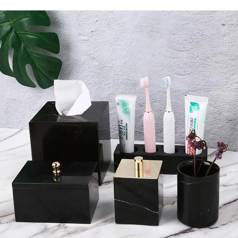 

Marble Lotion Bottle Shampoo Bottle Mouthwash Cups Household Cotton Swabs Tissue Boxes Jewelry Storage Boxes Toothbrush Holders