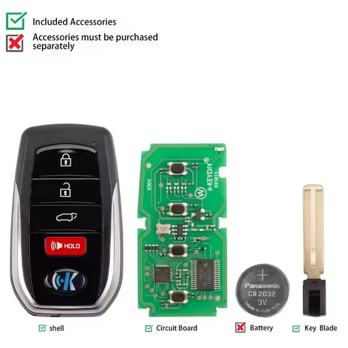 KEYDIY TIB01-4 Smart Remote Key with 4D 8A Chip for Toyota Lexus Type