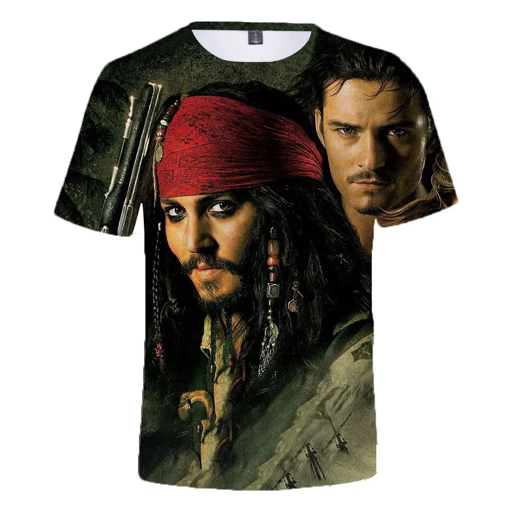 2024 Disney Pirate of Caribbean 3d Print T Shirt Men T-shirt Jack Sparrow Tshirt Children Unisex Tshirt Casual Top Pirates