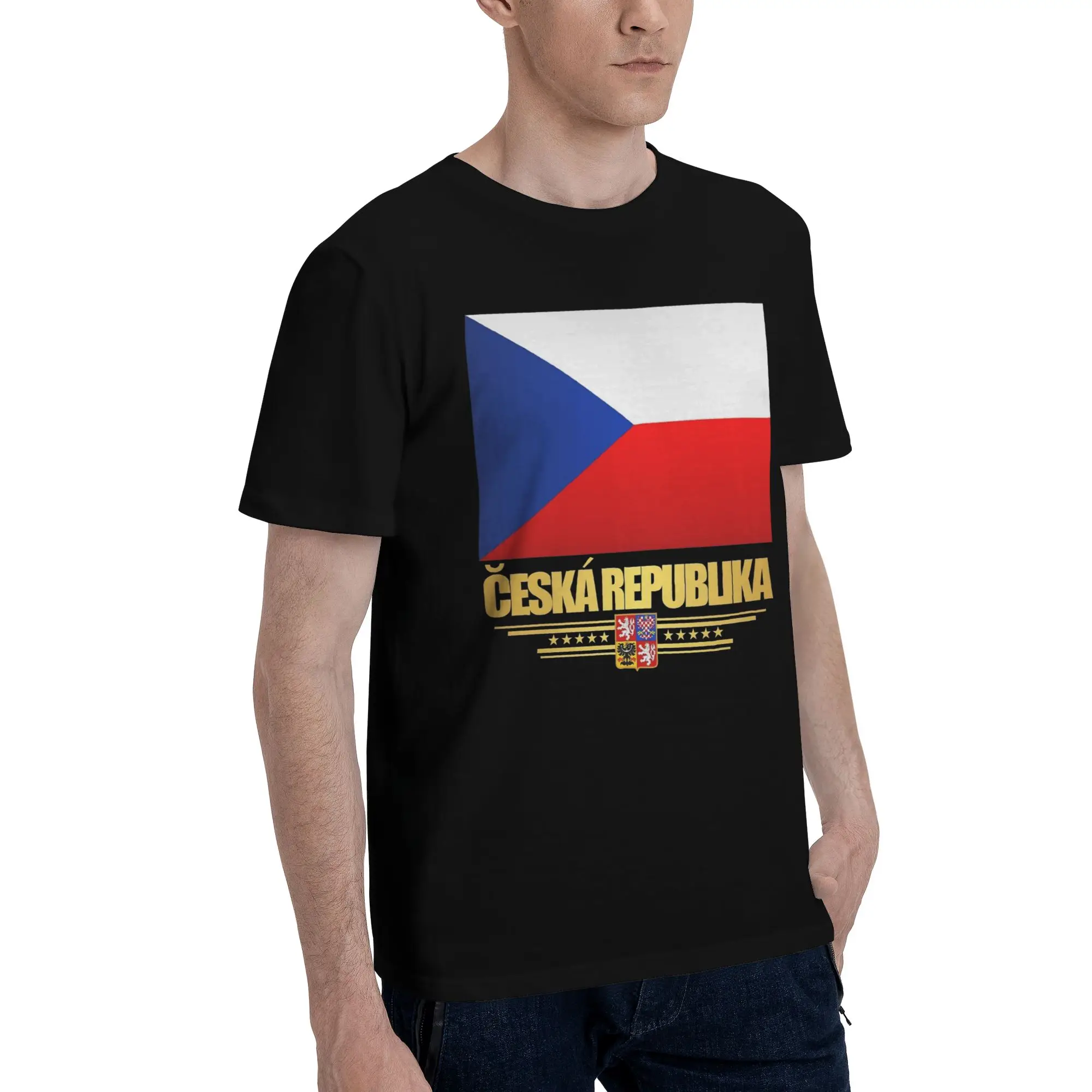 Mens Womens Czech Republic Coat of Arms Shirt 100% Cotton Graphic Printing Tee Shirts  Clothing Outfits
