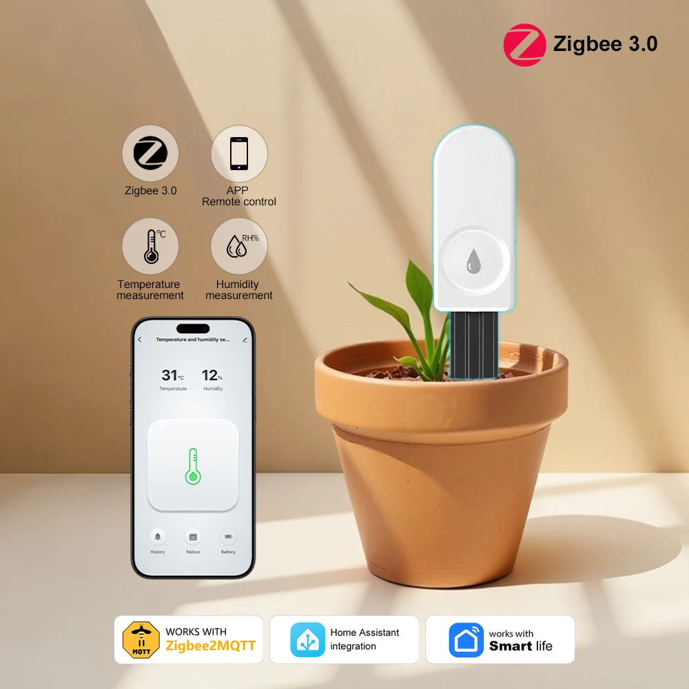 Smart ZigBee Soil Moisture Sensor with Temperature & Humidity Monitoring App Control for Garden Care And Plant Irrigation Automa image 5