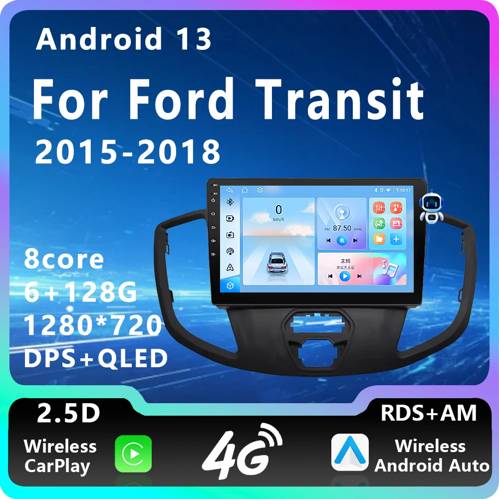 

Car Radio Multimedia Player For Ford Transit 2015 2016 2017 2018 Wireless Carplay Android Auto GPS Navigation Stereo Head Unit