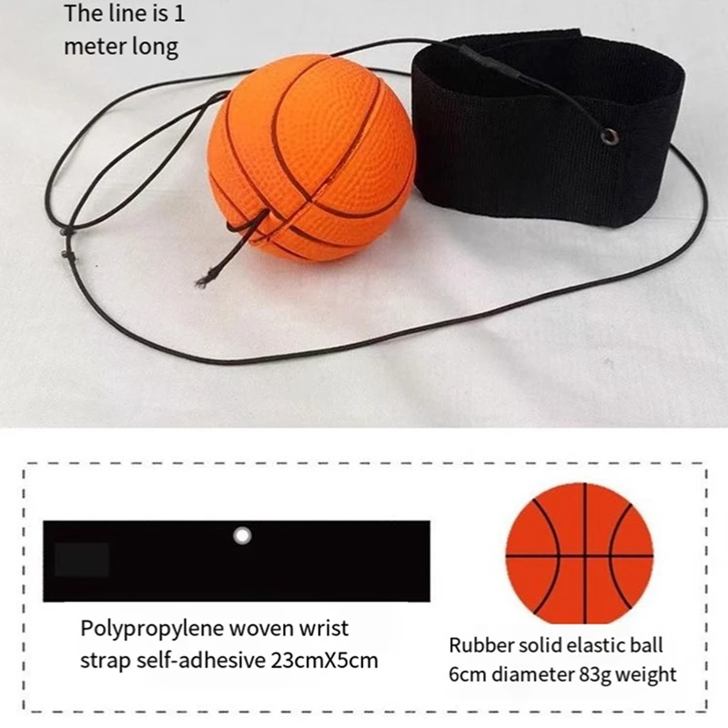 6 Pcs Wrist Return Ball Sports Wrist Ball Includes Basketball, Baseball And Football On A String Rubber Rebound Ball