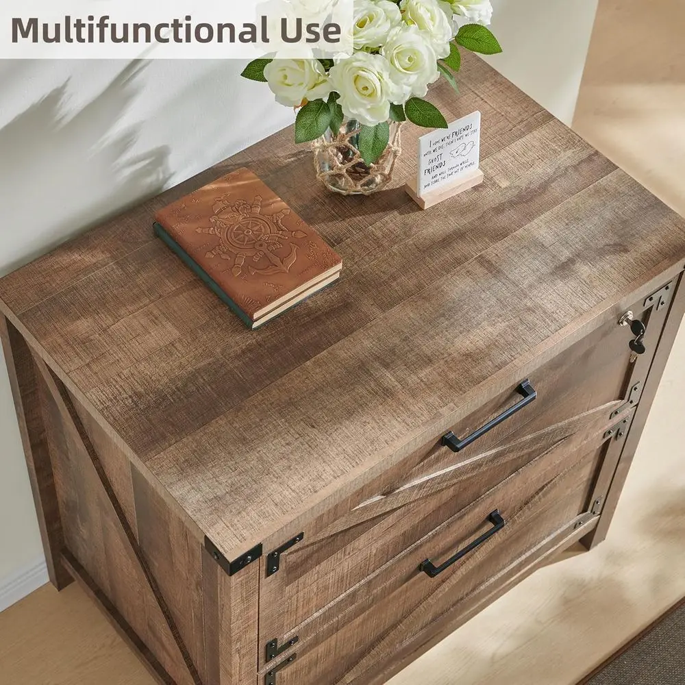 خزانة حفظ الملفات الجانبية باللون البني الدافئ الآمنة للوثائق القانونية/A4، للاستخدام في المكاتب المنزلية