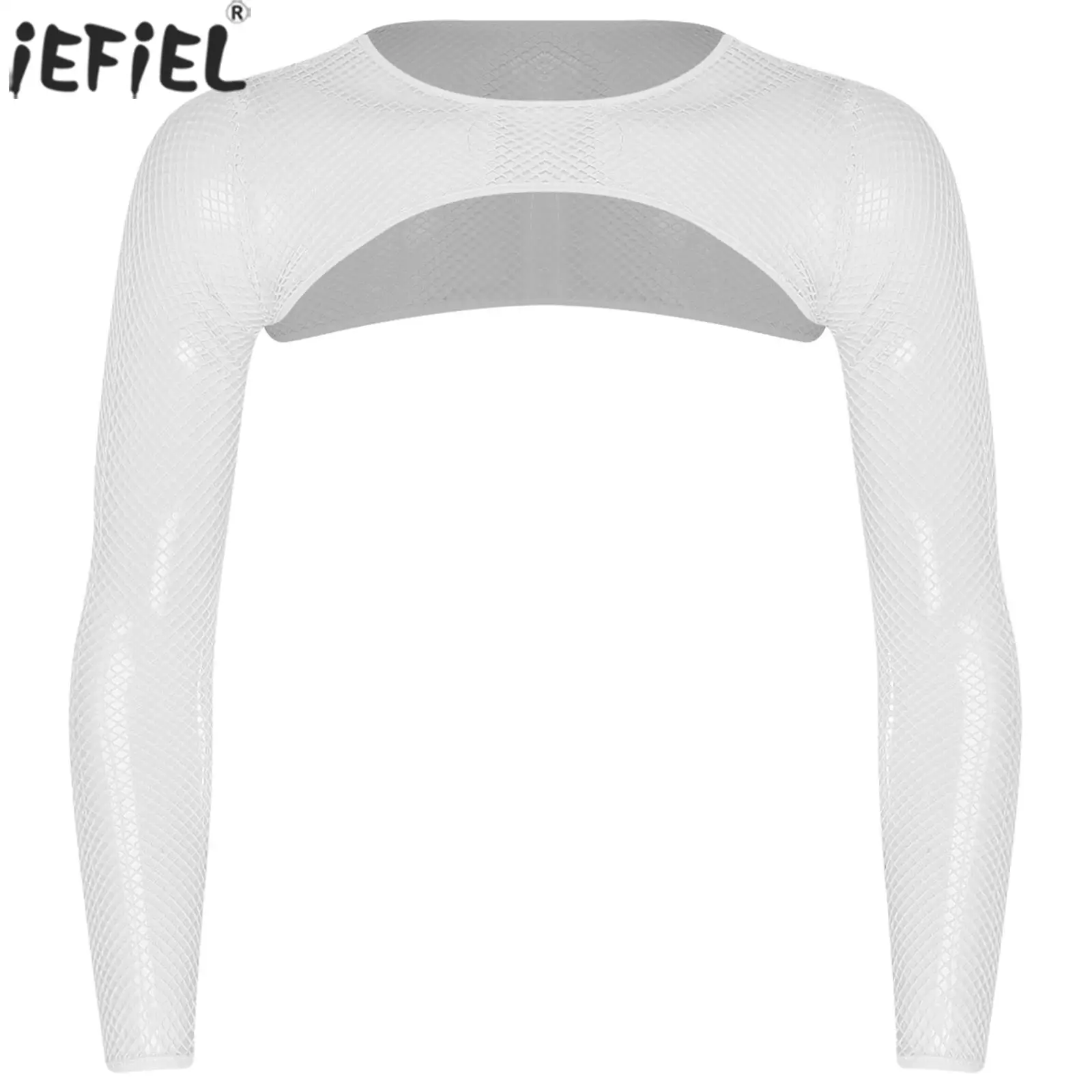 

Мужской модный ажурный укороченный топ на руку, топы с длинными рукавами и плечами, укороченный топ для демонстрации мышечных танцев, аксессуары