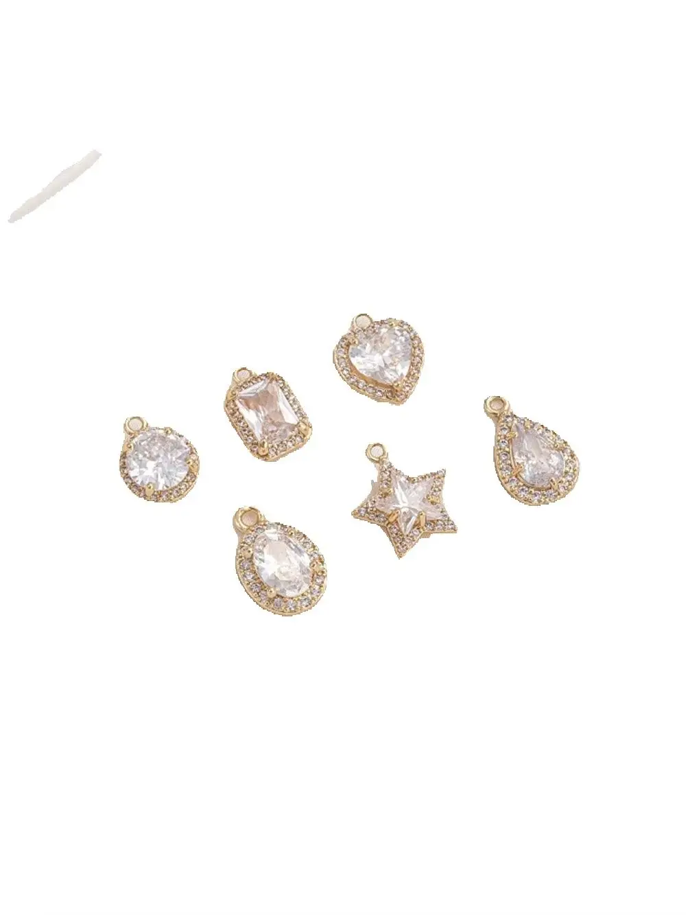 

14K Gold Micro Inlaid Zircon Geometric Rectangular Heart-shaped Pentagonal Star Water Droplet Pendant DIY Jewelry Charms Pendant