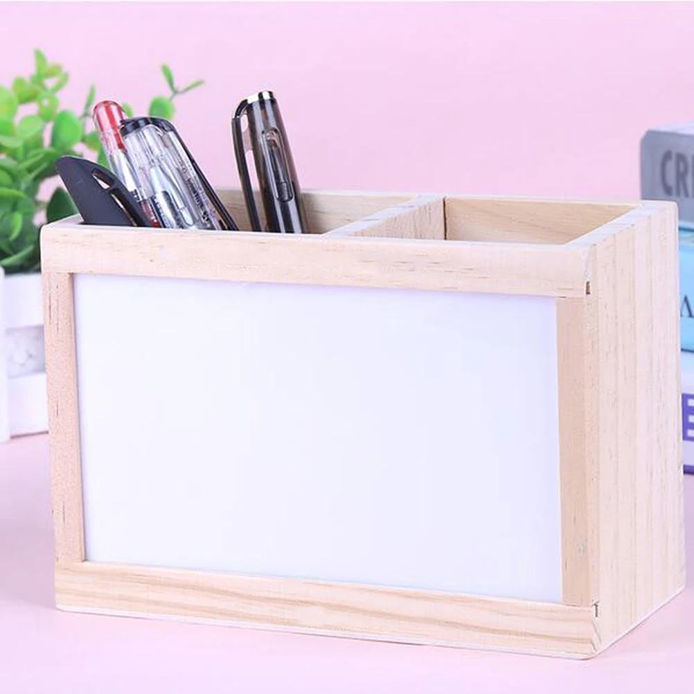 

Creative Solid Wood Pen Holder for Office Desk ganizer Stationery Storage Bamboo Style Whiteboard Key Rack