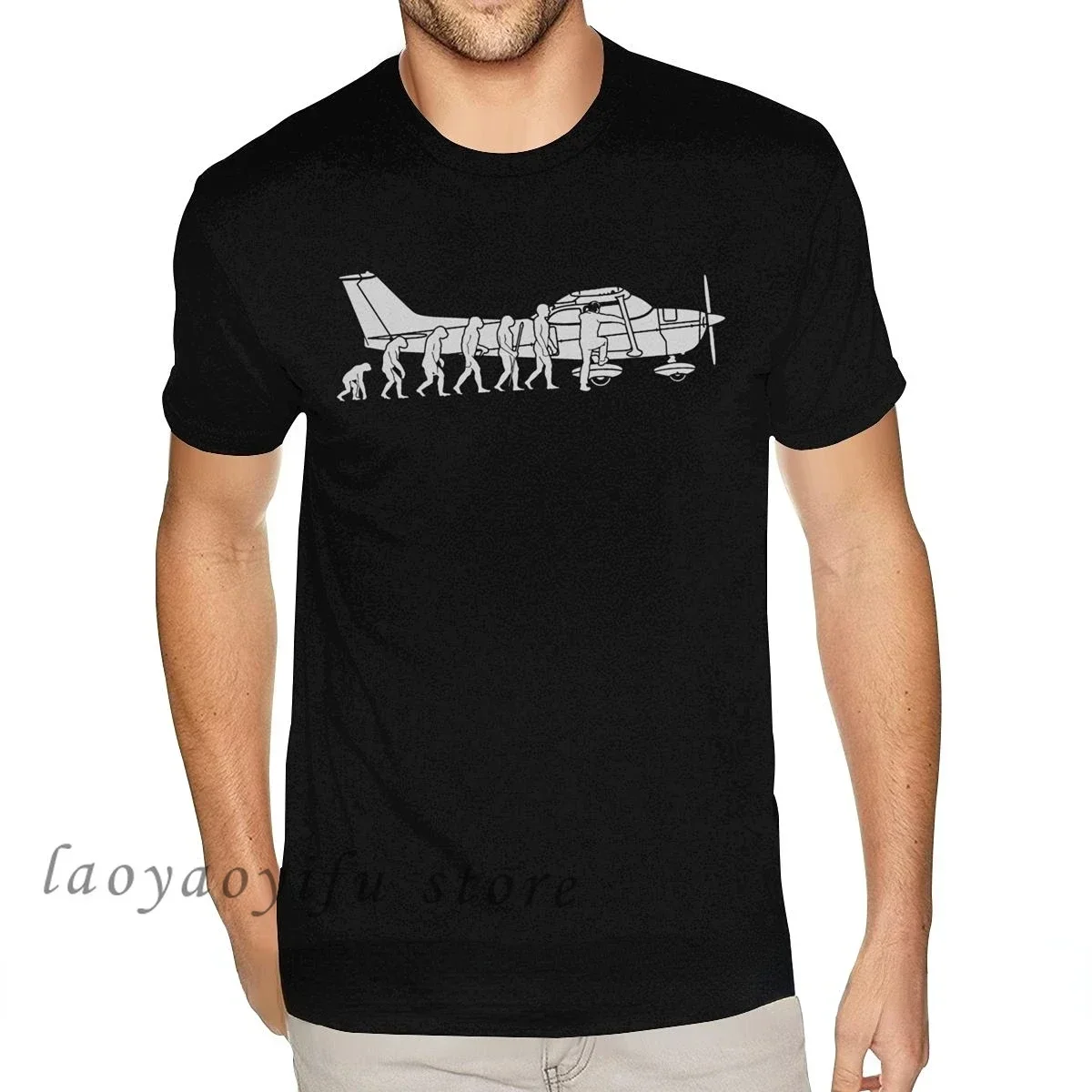 Funy Art Air Fly Airplane Aircraft Flug T Shirt White Evolution Cessna Pilot Flugzeug Mens Tops Men Clothing Ropa Hombre