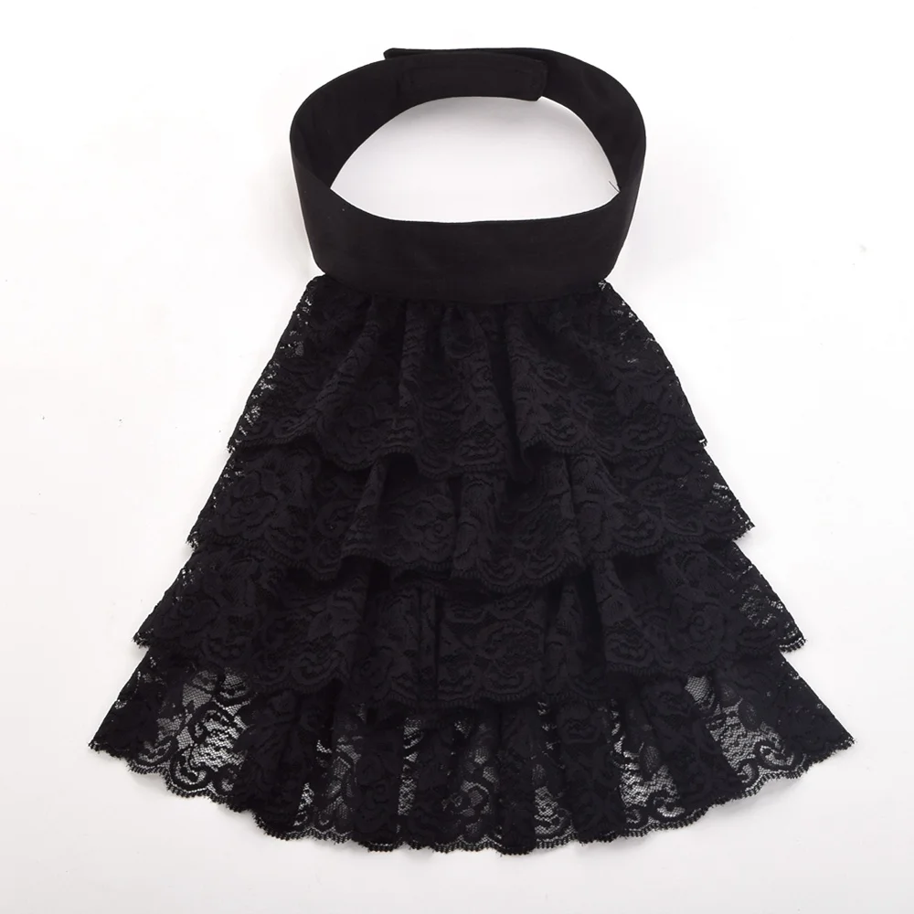 Detachable Ruffled Lace Jabot Vintage Victorian Fake Collar Exotic Cosplay False Neck Choker Clubwear Steampunk Collar