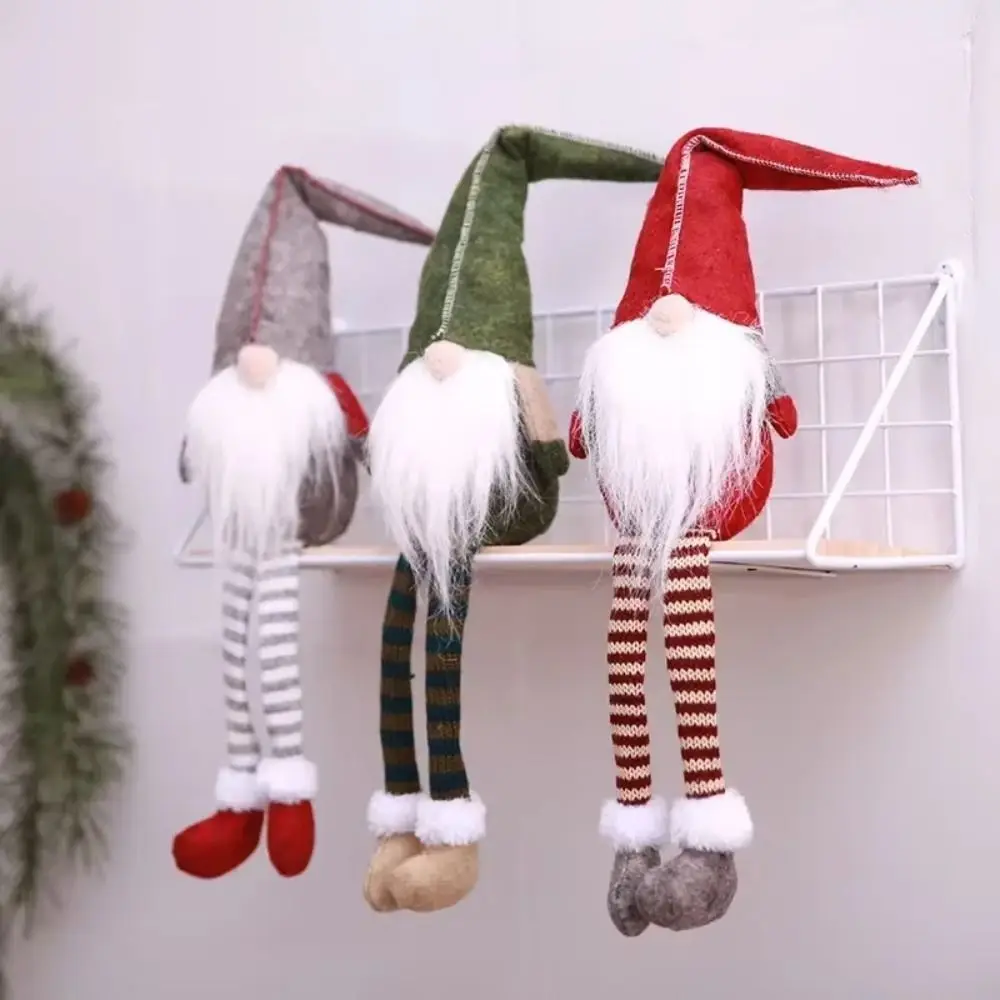 

Kawaii Long-legged Christmas Doll Cartoon Mini Knitted Christmas Figurine Durable Exquisite Xmas Faceless Doll Pendant Children