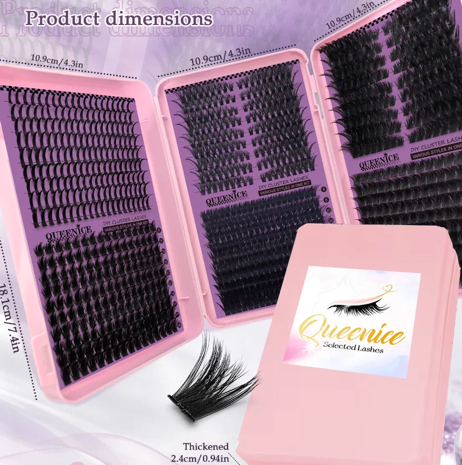 DIY Cluster-Wimpern 3-fach Wimpernbuch Große Kapazität 6 Stile Gemischte Einzelwimpern 8-16mm Spiky Manga Cat Eye Wimpernverlängerung – Detail 7