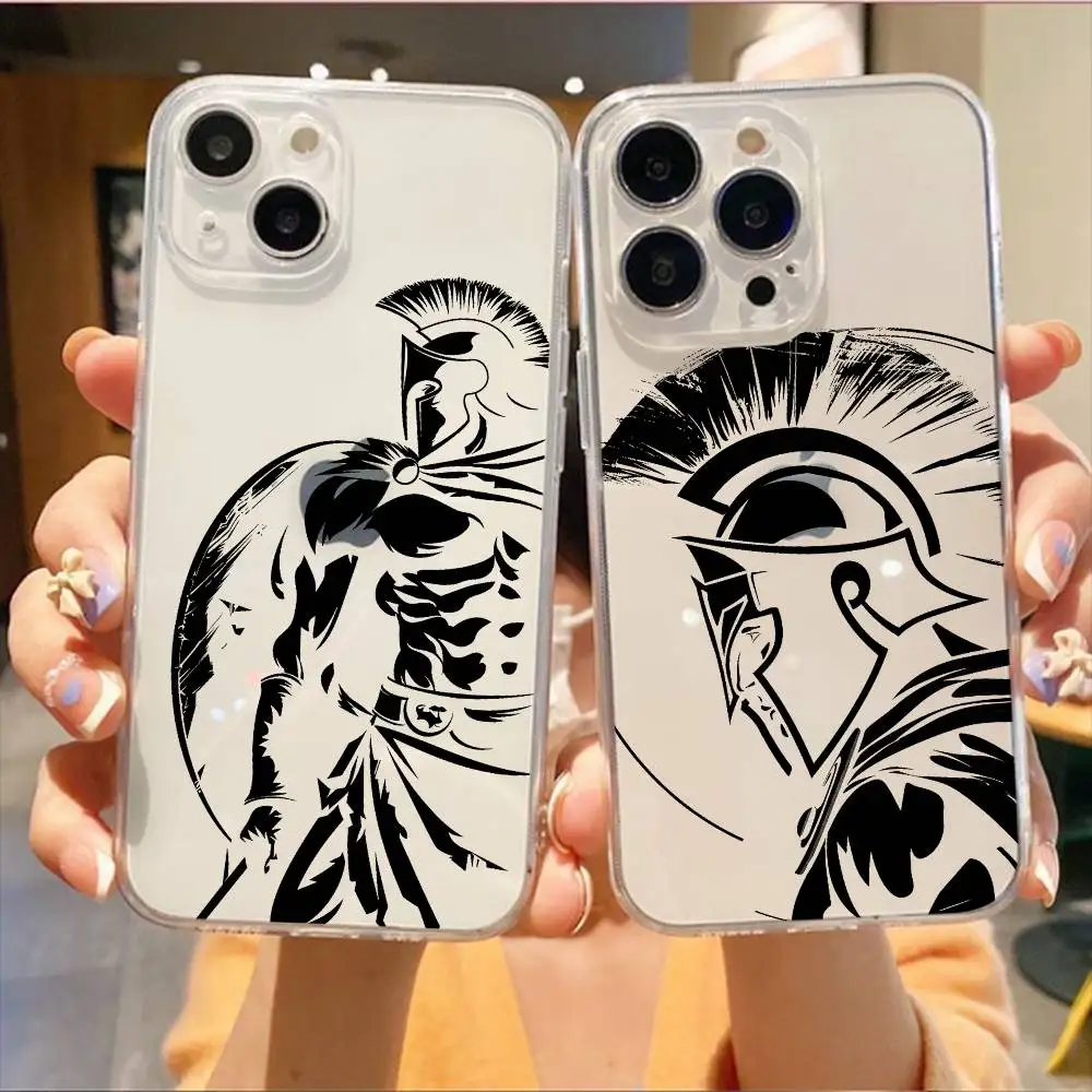 

Spartan Cool Phone Case For iPhone17,16,15,14,13,12,11 Plus,Pro Max Soft Transparent Cover