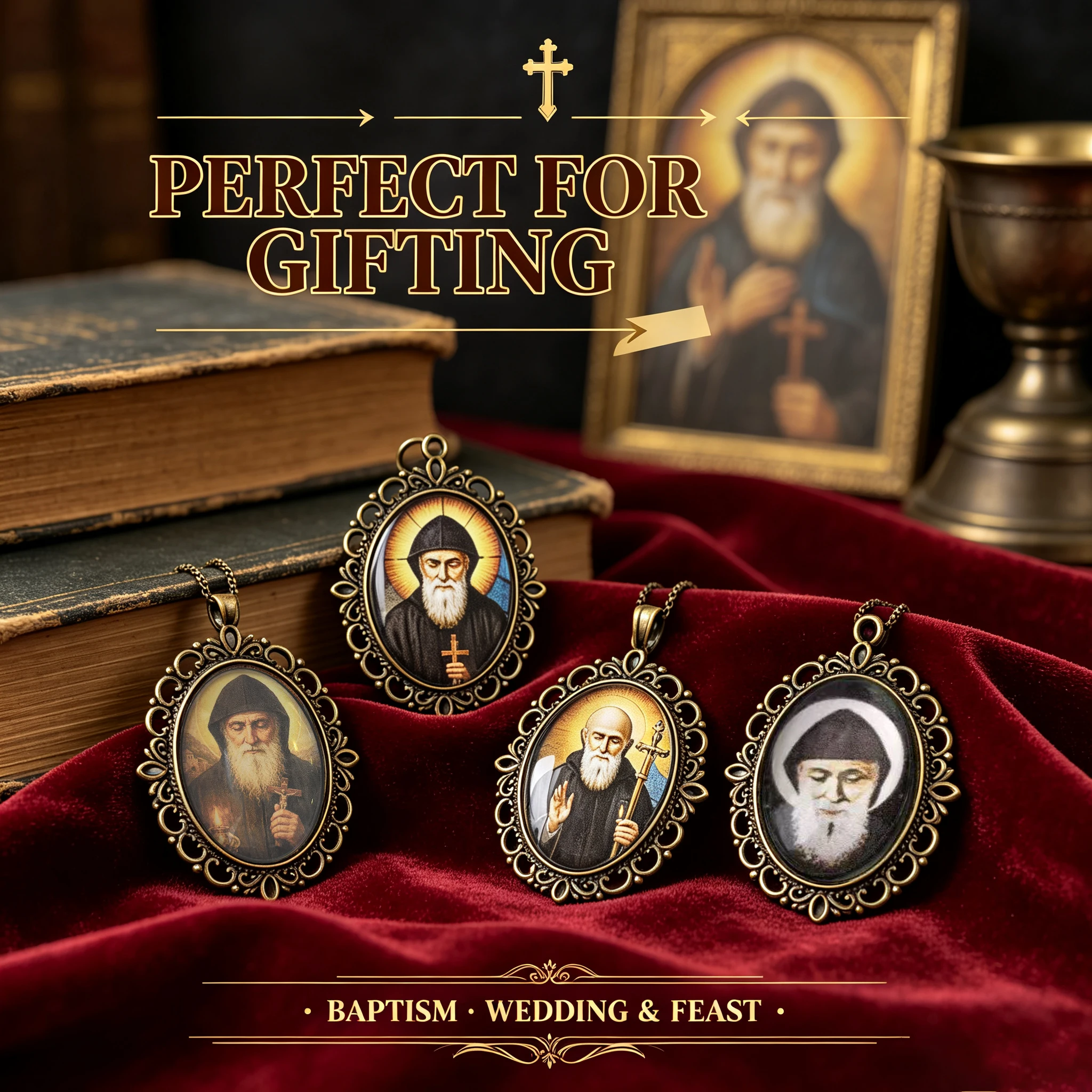 4Pcs Mixed 13*18mm Saint Charbel Catholic Medal Pendant Antique Bronze Vintage Religious Charms For DIY Rosary Jewelry Making Ba