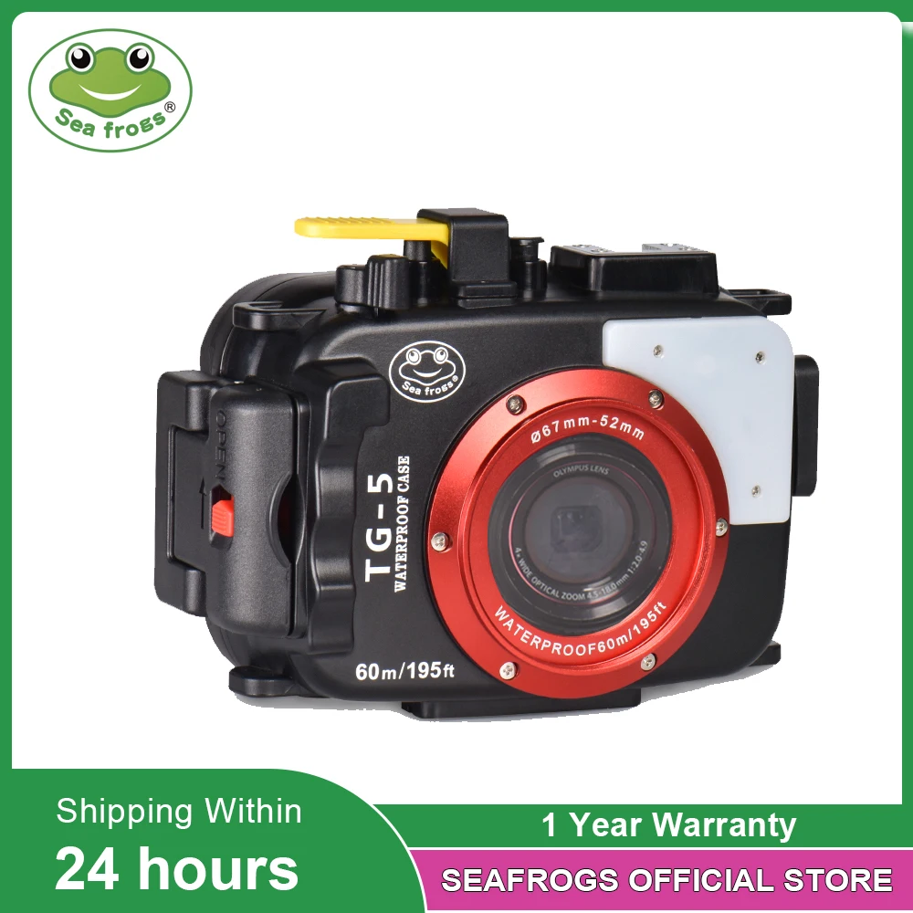 

Seafrogs For Olympus TG-5 Case 60m/195ft Underwater Diving Camera Housing Waterproof Case with Dual Fiber-Optic ports